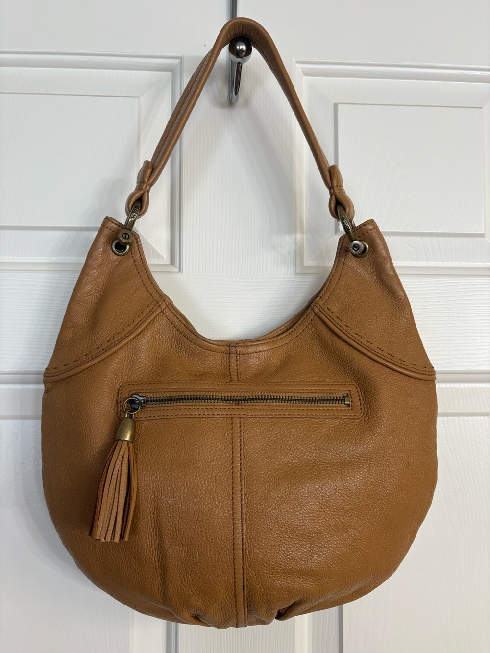 GAP Cognac Brown Hobo Bag with Tassel Zip Pocket